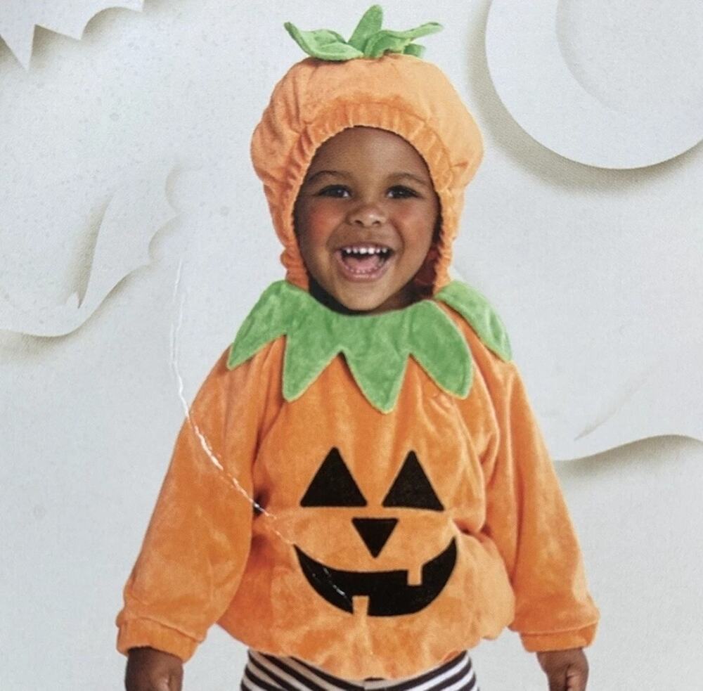 Hyde & EEK Infant Halloween Costume Pullover Pumpkin Top With Hood 12-18 Months